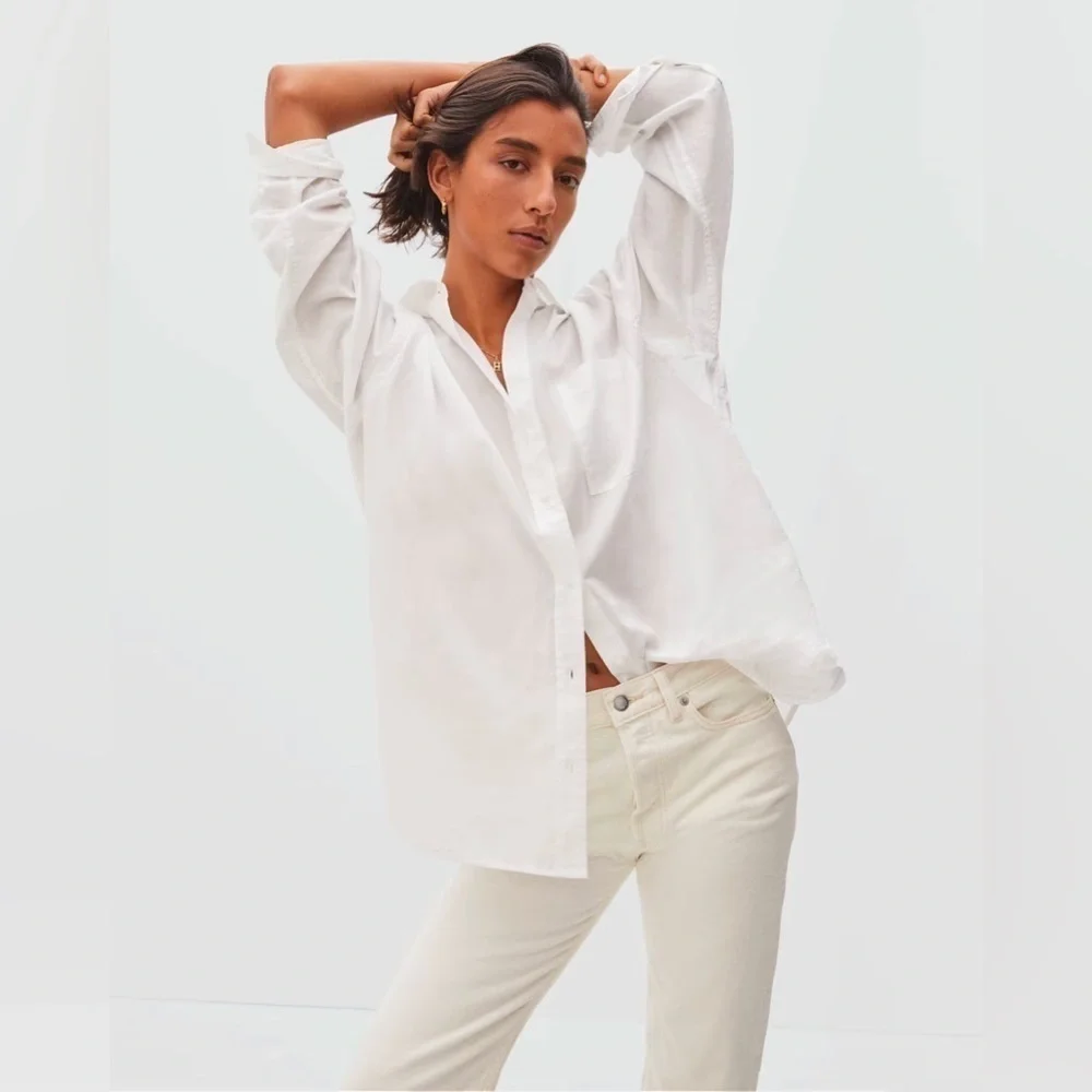Everlane The Rigid Slouch Jean, Ecru, Size 32